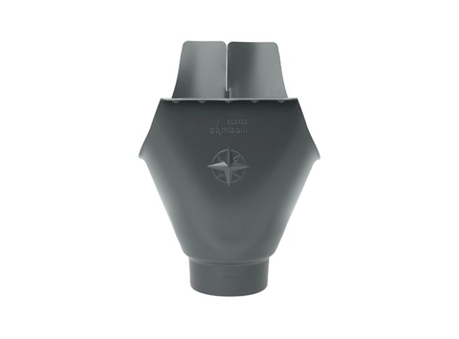 125mm Half Round Anthracite Grey Galvanised Steel 80mm 'wrap around' Gutter Outlet