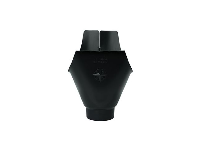 150mm Half Round Black Coated Galvanised Steel 80mm 'wrap around' Gutter Outlet