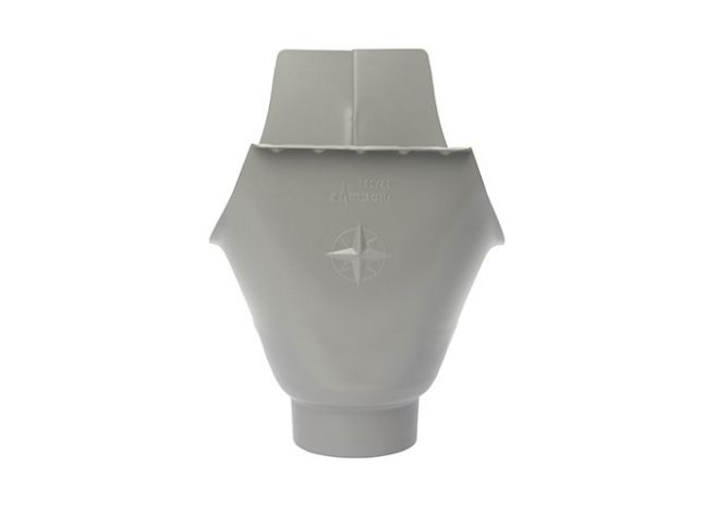 125mm Half Round Dusty Grey Galvanised Steel 80mm 'wrap around' Gutter Outlet