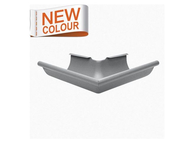 125mm Half Round RAL 9007 'Grey Aluminium' Galvanised Steel 90degree External Gutter Angle