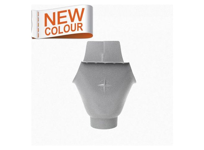 125mm Half Round RAL 9007 'Grey Aluminium' Galvanised Steel 80mm 'wrap around' Gutter Outlet