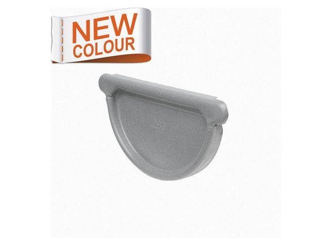 125mm Half Round RAL 9007 'Grey Aluminium' Galvanised Steel Gutter Stop End
