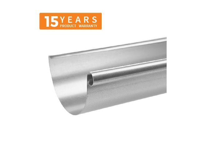 150mm Half Round Galvanised Steel Gutter 3m Length - 15 years Product Warranty