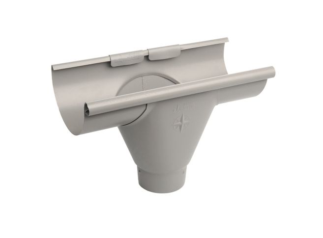 125mm Half Round Dusty Grey Galvanised Steel 80mm 'prefab' Gutter Outlet