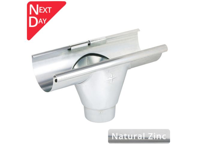 150mm Half Round Natural Zinc 80mm 'prefab' Gutter Outlet