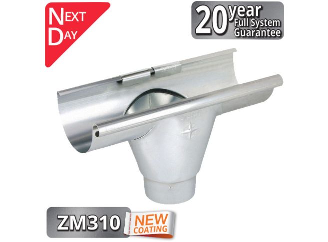125mm Infinity ZM Half Round 80mm 'prefab' Gutter Outlet from Rainclear Systems with a 20year full system guarantee and next day delivery