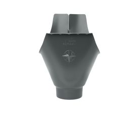 125mm Half Round Anthracite Grey Galvanised Steel 80mm 'wrap around' Gutter Outlet