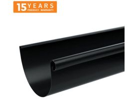 150mm Half Round Black Coated Galvanised Steel Gutter 3m Length - 15 years Product Warranty