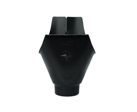 125mm Half Round Black Coated Galvanised Steel 80mm 'wrap around' Gutter Outlet 