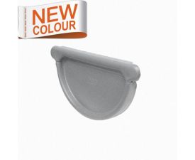 125mm Grey Aluminium Half Round Steel Stop End