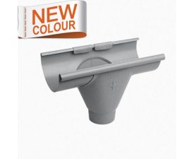 125mm Half Round RAL 9007 'Grey Aluminium' Galvanised Steel 80mm 'prefab' Gutter Outlet