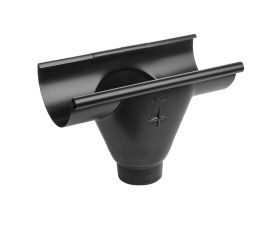 150mm Half Round Black Coated Galvanised Steel 100mm 'prefab' Gutter Outlet