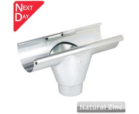 150mm Half Round Natural Zinc 100mm 'prefab' Gutter Outlet